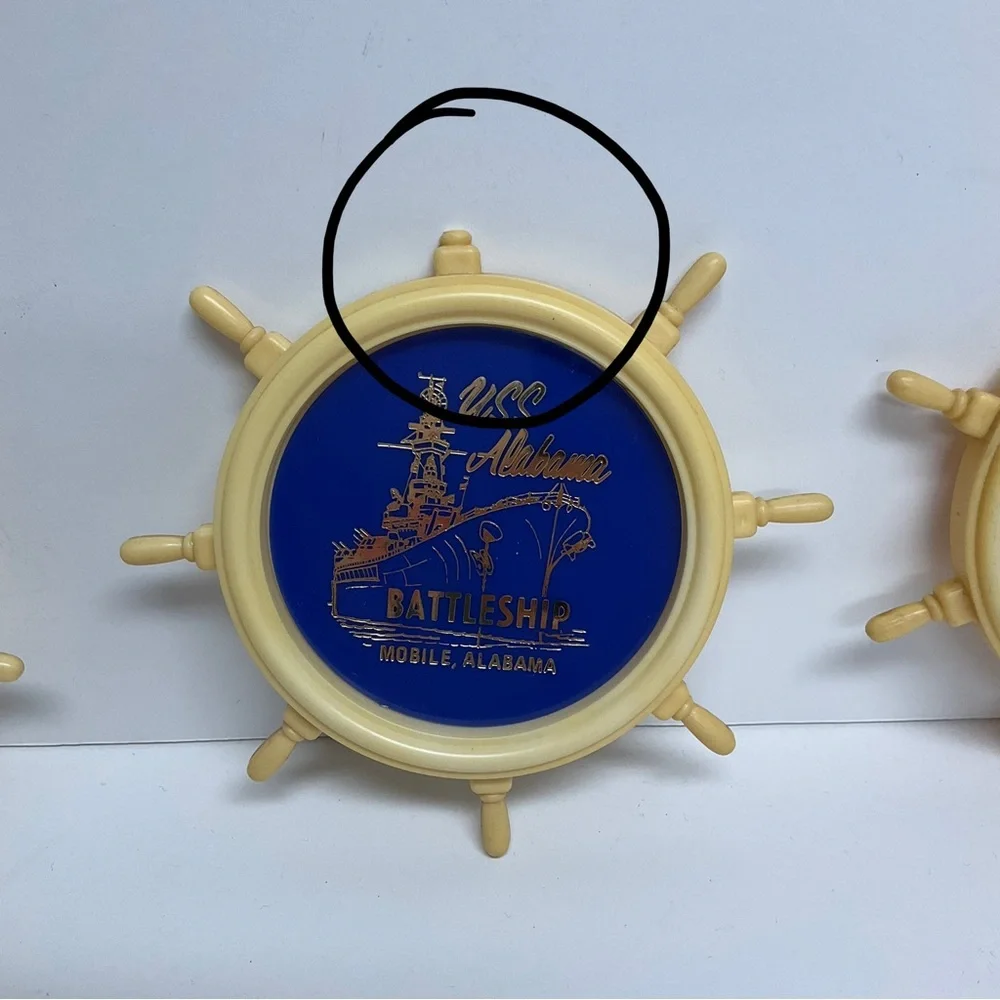 VINTAGE USS set of 6 Coasters Alabama Battleship Mobile, Alabama Colorful